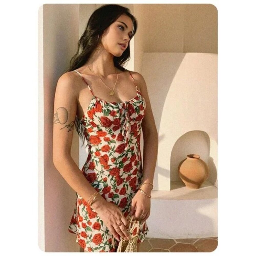 Bulgaria Roses Floral Backless Mini Dress - Picture 4 of 4